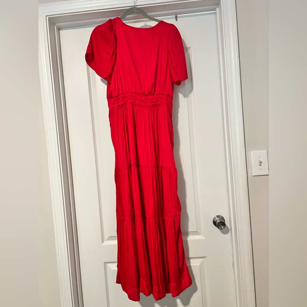 NWT Anthropologie Somerset Maxi Bright Pink Satiny Dress Sz M Pockets Flattering - Picture 10 of 14